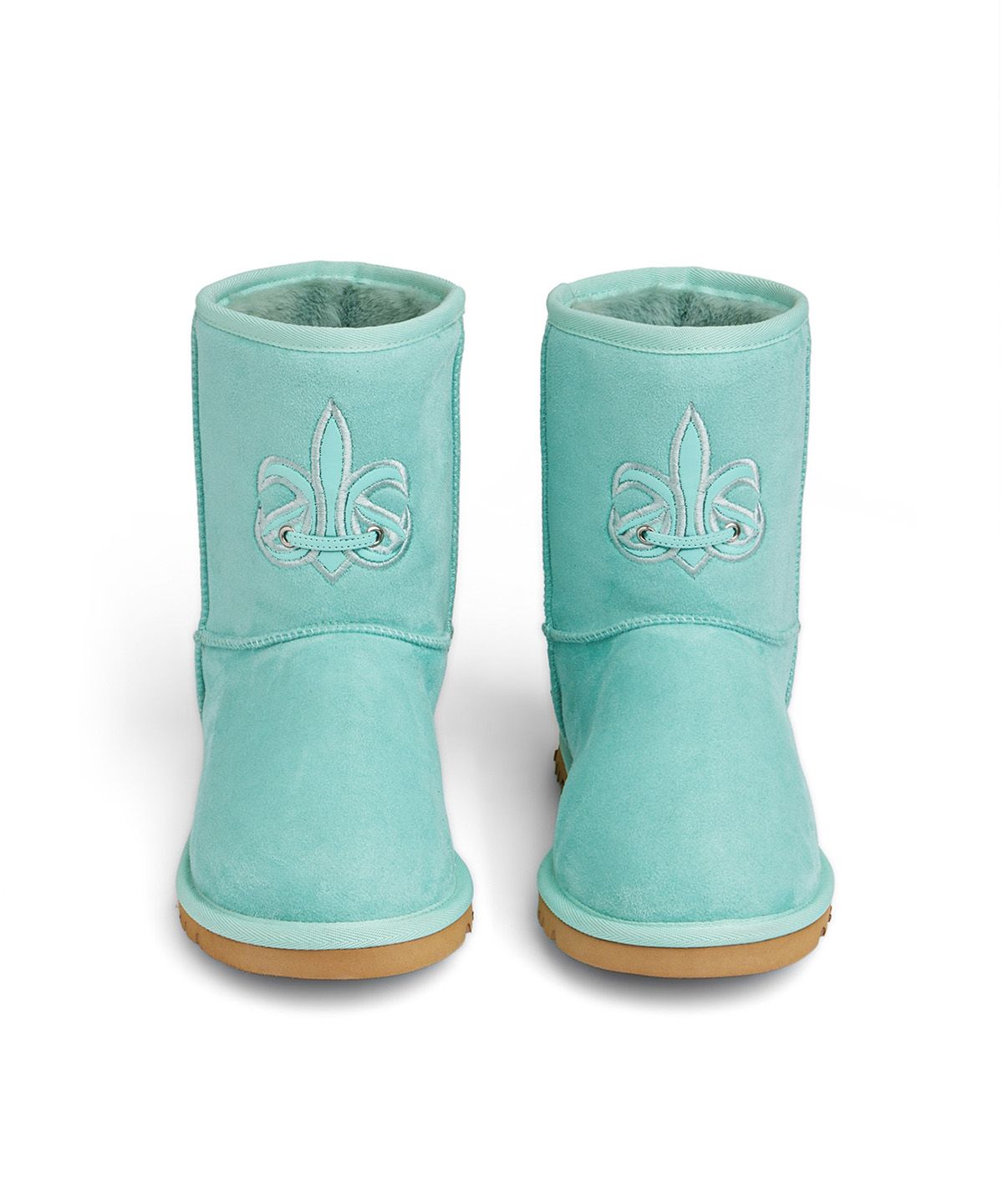 다이닛(DEINET) PATCH COLOR FAUX SUEDE BOOTS IN MINT