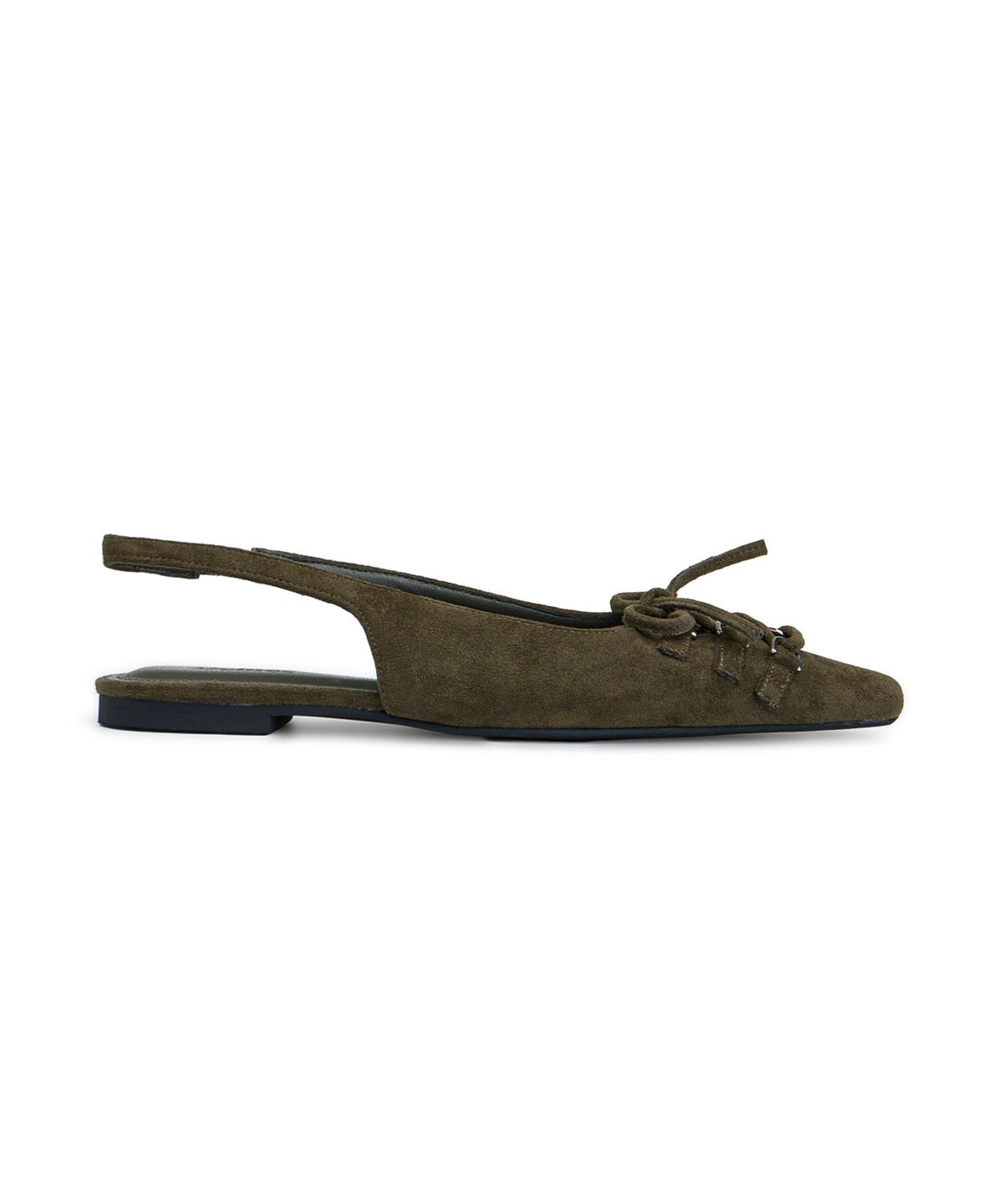 다이닛(DEINET) FAUX SUEDE BUCKLE SLINGBACKS IN KHAKI