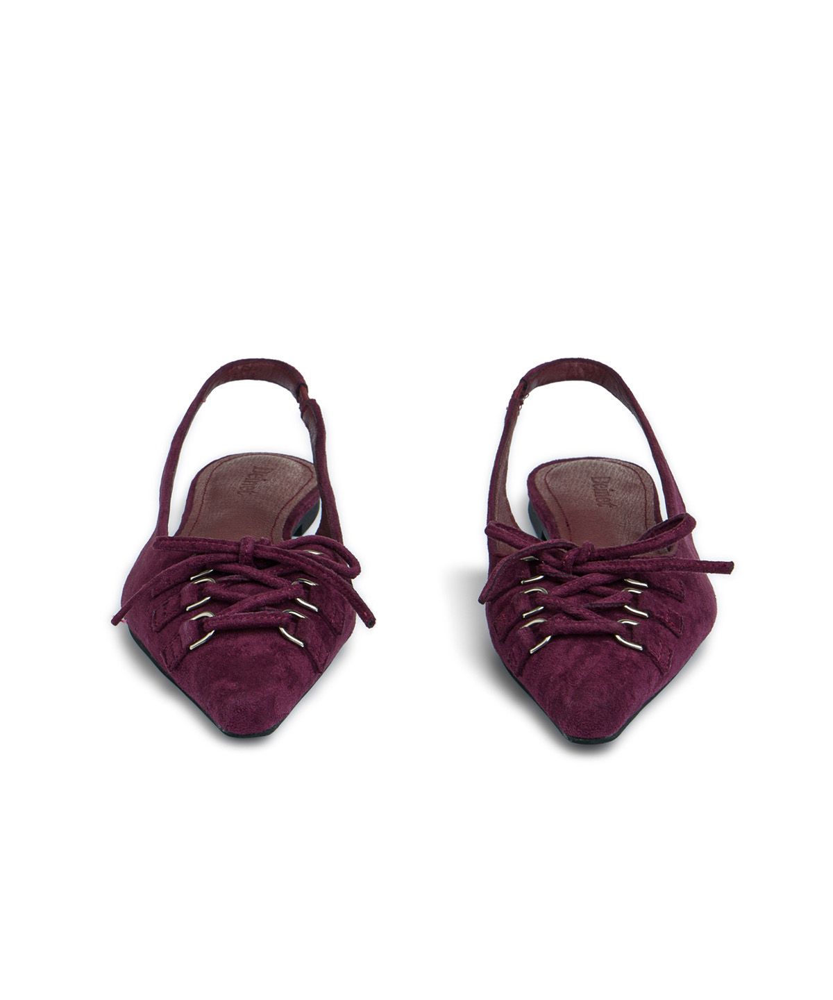 다이닛(DEINET) FAUX SUEDE BUCKLE SLINGBACKS IN BURGUNDY