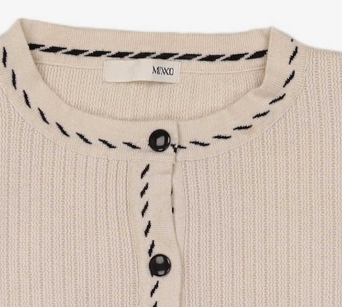 미쏘(MIXXO) 소매벌룬 스티치 배색 가디건 MIWCKAT83T M