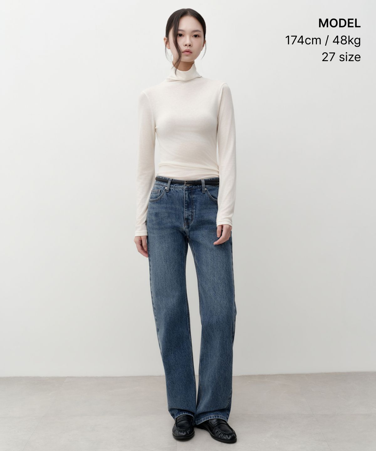 무신사 스탠다드 우먼(MUSINSA STANDARD WOMAN) 우먼즈 속기모 스트레이트 데님 팬츠 [미디엄 인디고]