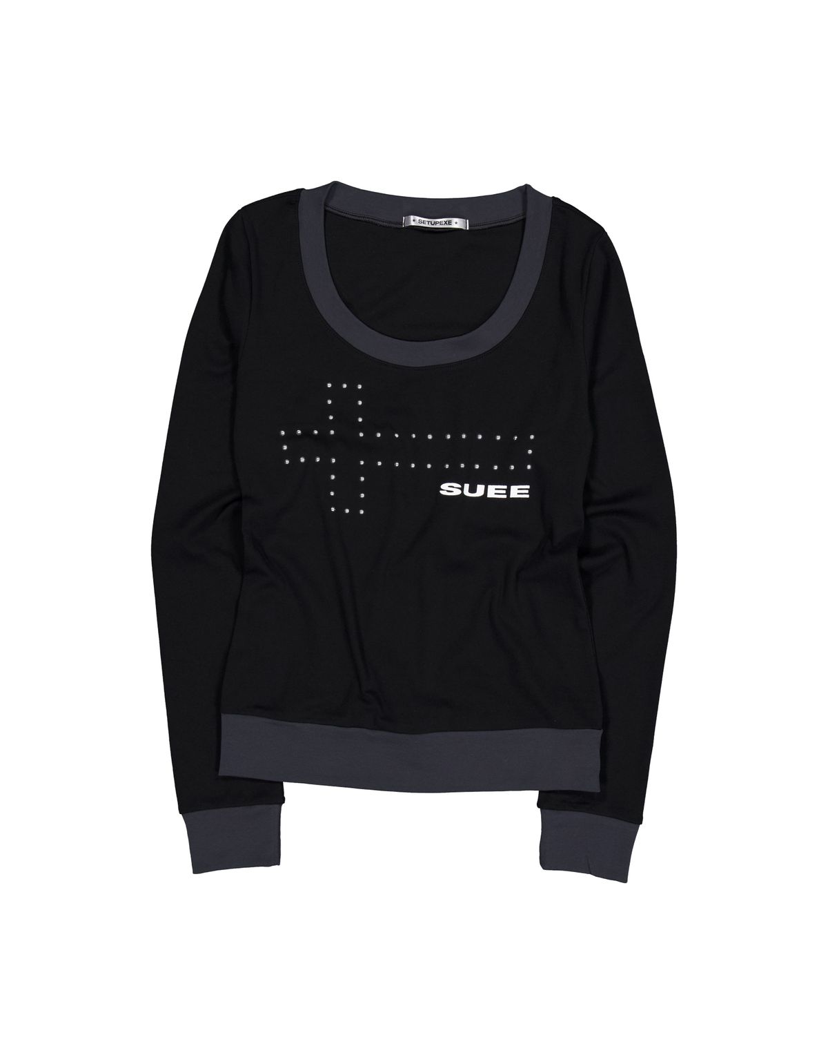 셋업이엑스이(SETUP-EXE) CONTRAST CROSS HOTFIX TEE / BLACK