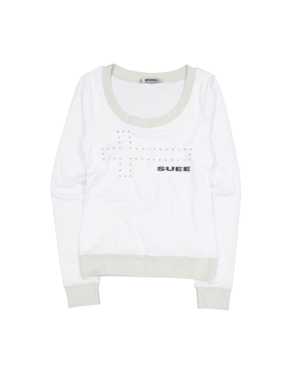 셋업이엑스이(SETUP-EXE) CONTRAST CROSS HOTFIX TEE / WHITE