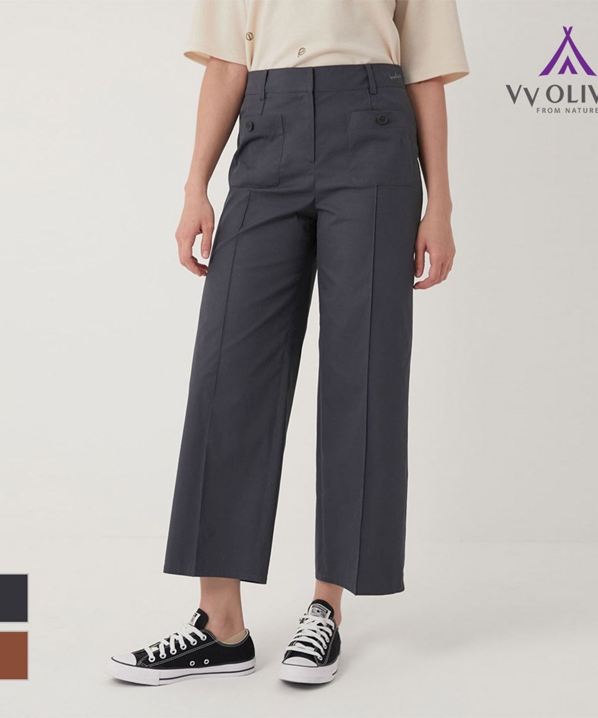비비올리비아(VVOLIVIA) 핀턱 와이드 팬츠_VVCDL3F7261