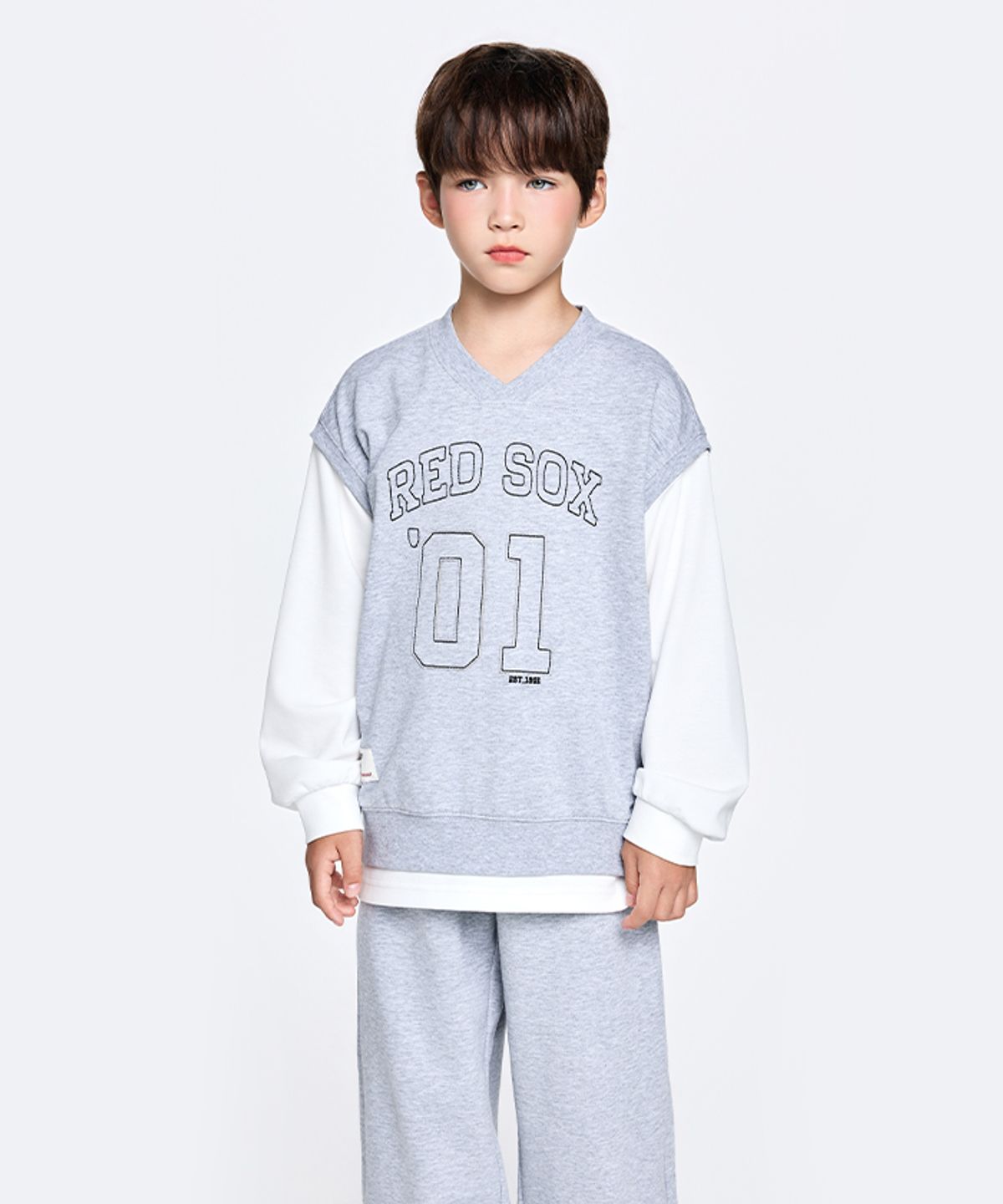 엠엘비 키즈(MLB KIDS) 스포티브 베스트 레이어드 세트 BOS (Melange Grey)
