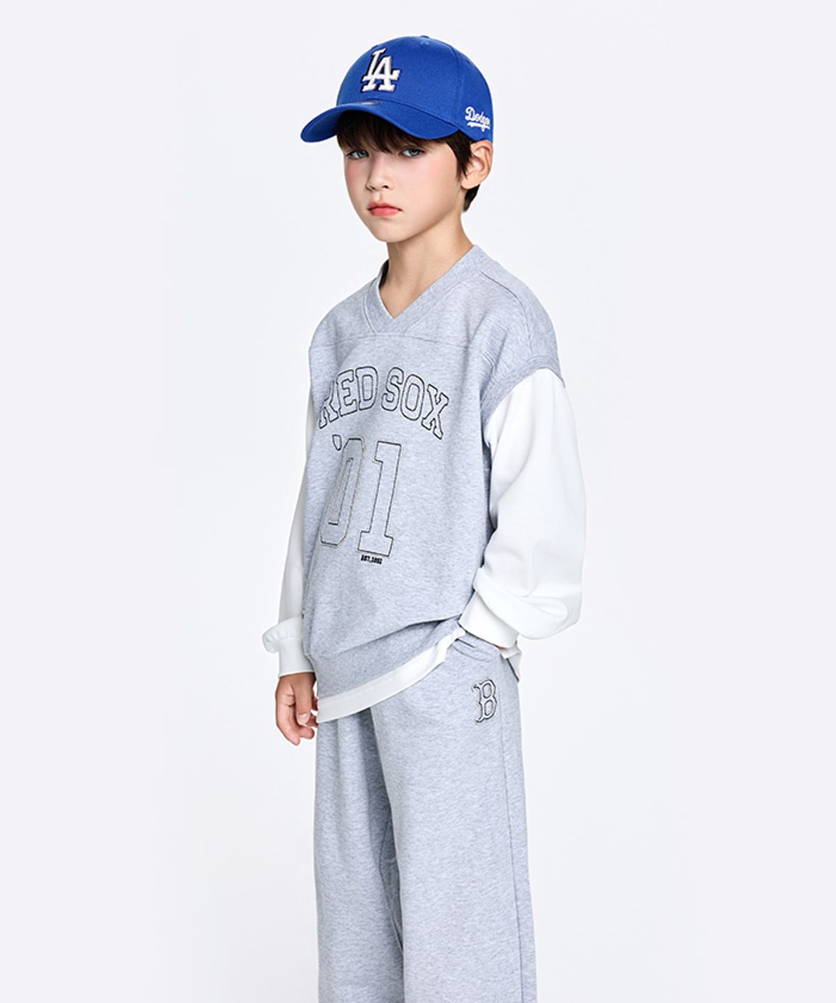 엠엘비 키즈(MLB KIDS) 스포티브 베스트 레이어드 세트 BOS (Melange Grey)