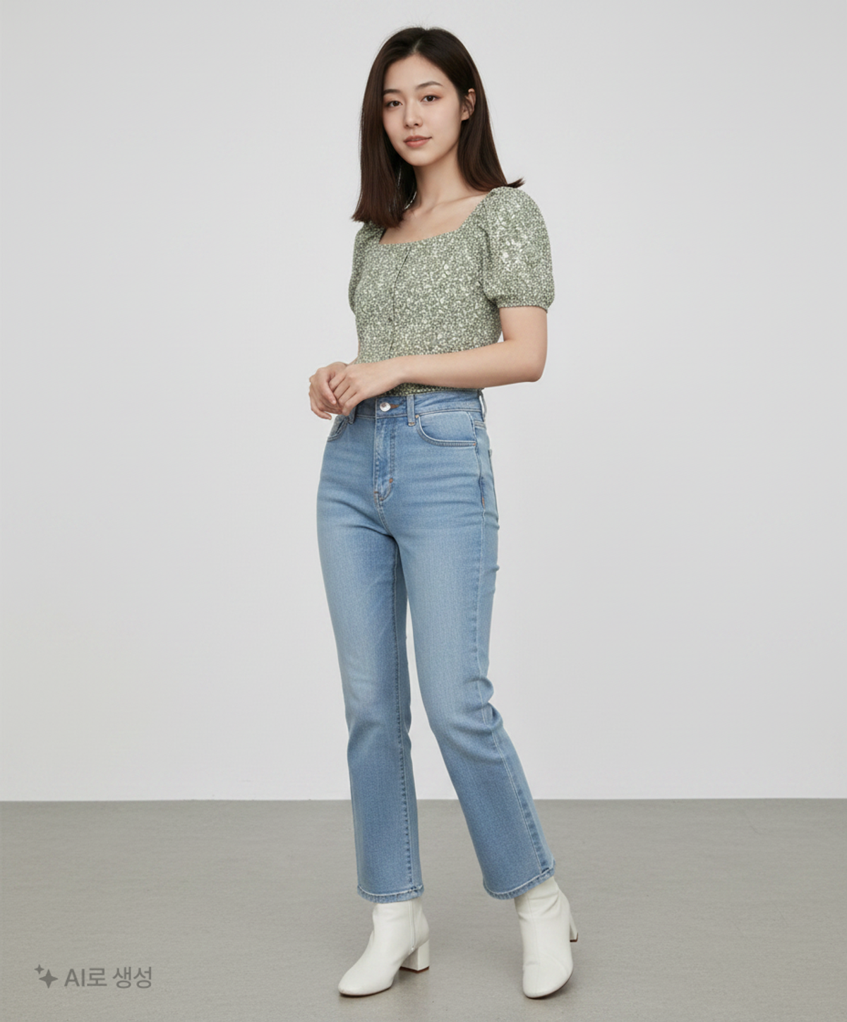 미쏘(MIXXO) 플라워패턴 스퀘어넥 블라우스 MIWBWB822G L