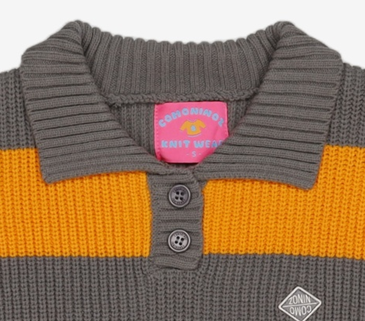 꼬모니노즈(COMONINOZ) STRIPE COLLAR KNIT [3 COLOR] OSS