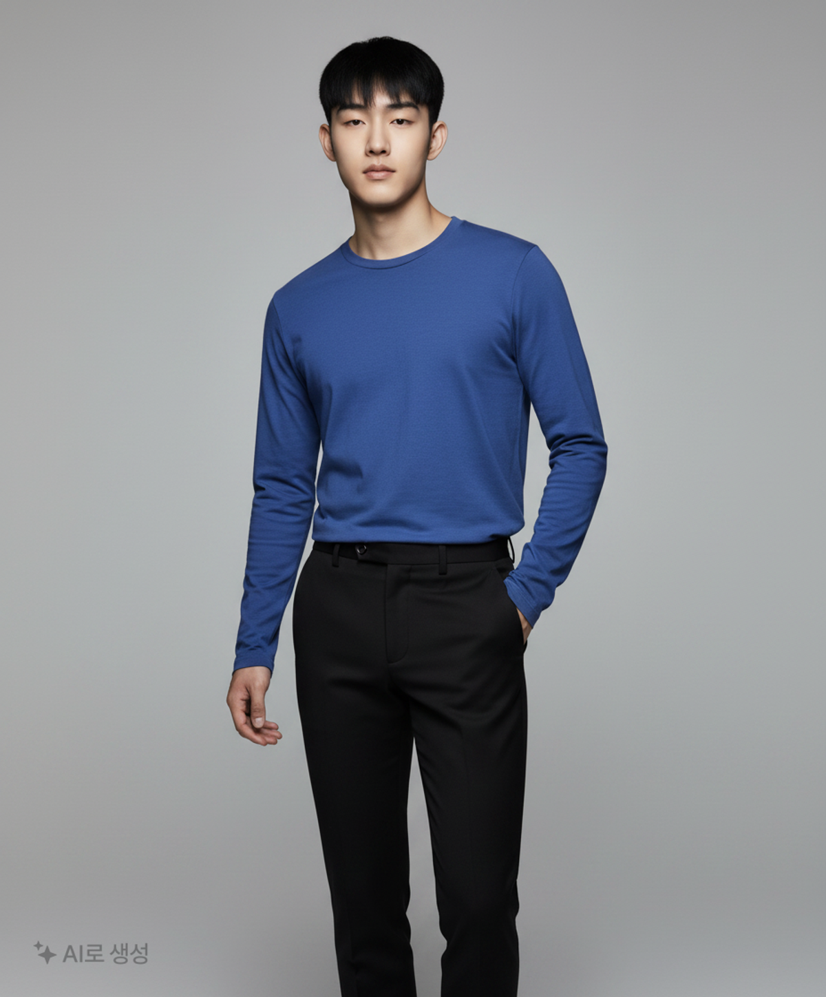무신사 스탠다드(MUSINSA STANDARD) 베이식 긴소매 티셔츠 [블루] L