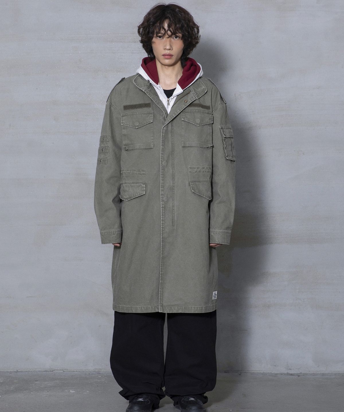 엑스톤즈(XTONZ) XJ143 밀리터리 빈티지 워싱 롱 M-65 필드 자켓 (KHAKI)