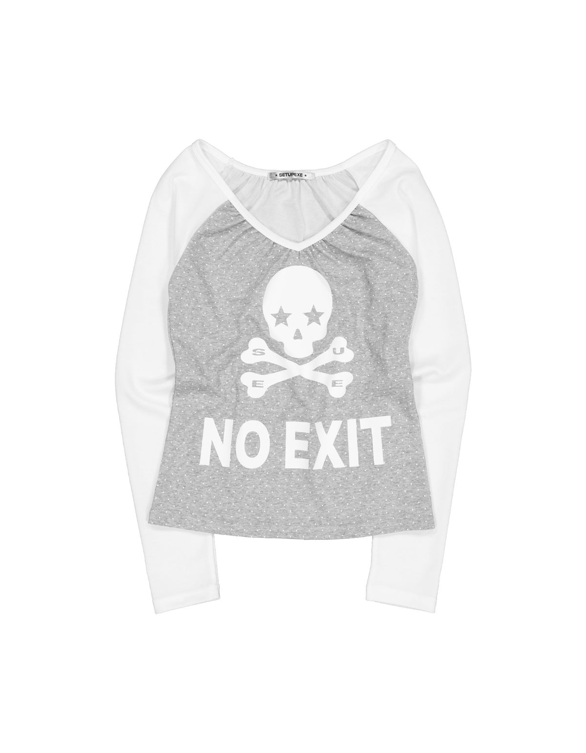 셋업이엑스이(SETUP-EXE) SKULL DOT RAGLAN TEE / GRAY