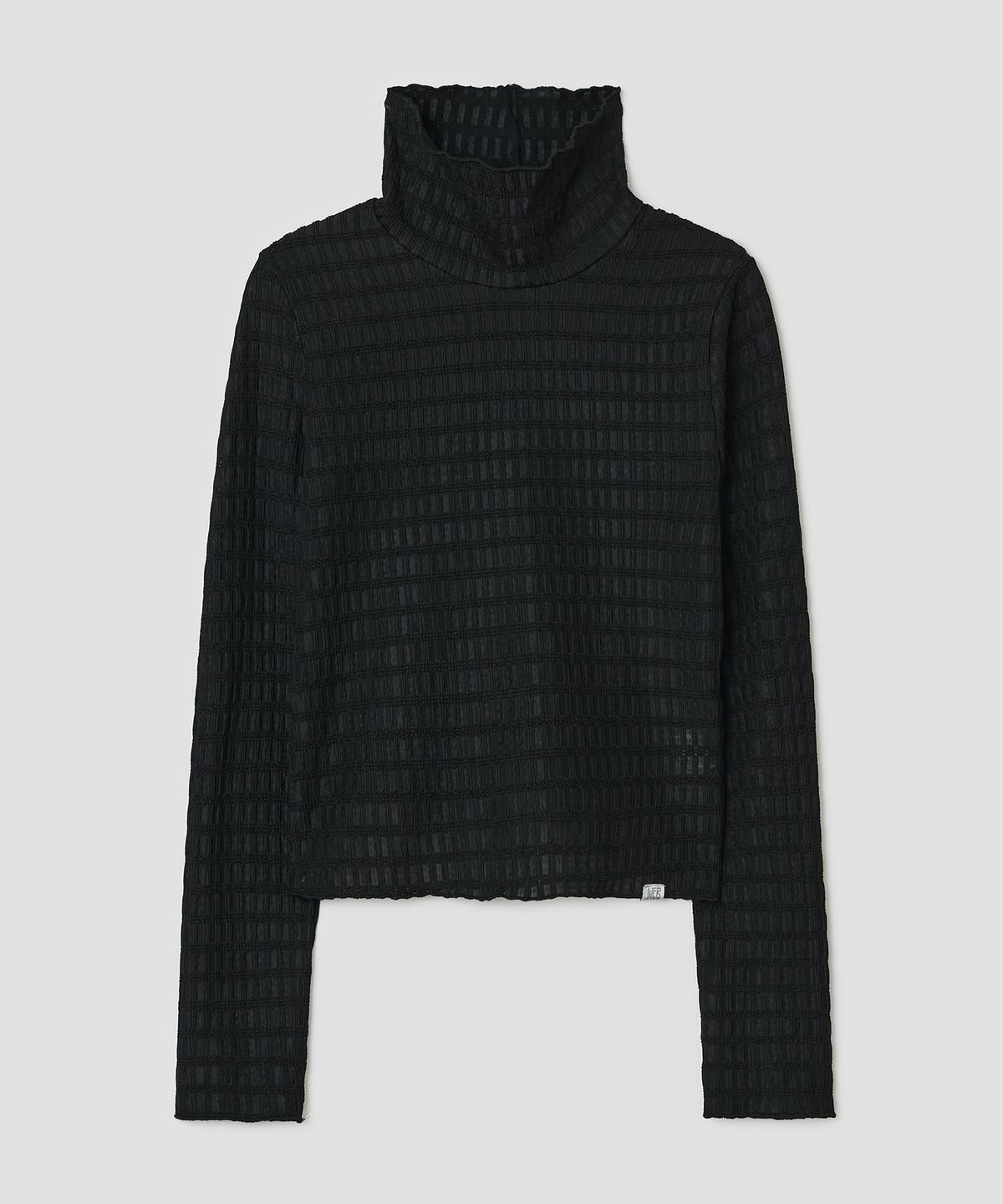 타입서비스(TYPESERVICE) Textured Mock Neck Top [Black]