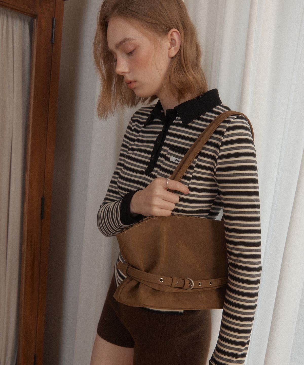 레터리(LETERIE) MELLOW REVERSIBLE BELT TOTE BAG_MATTE BROWN