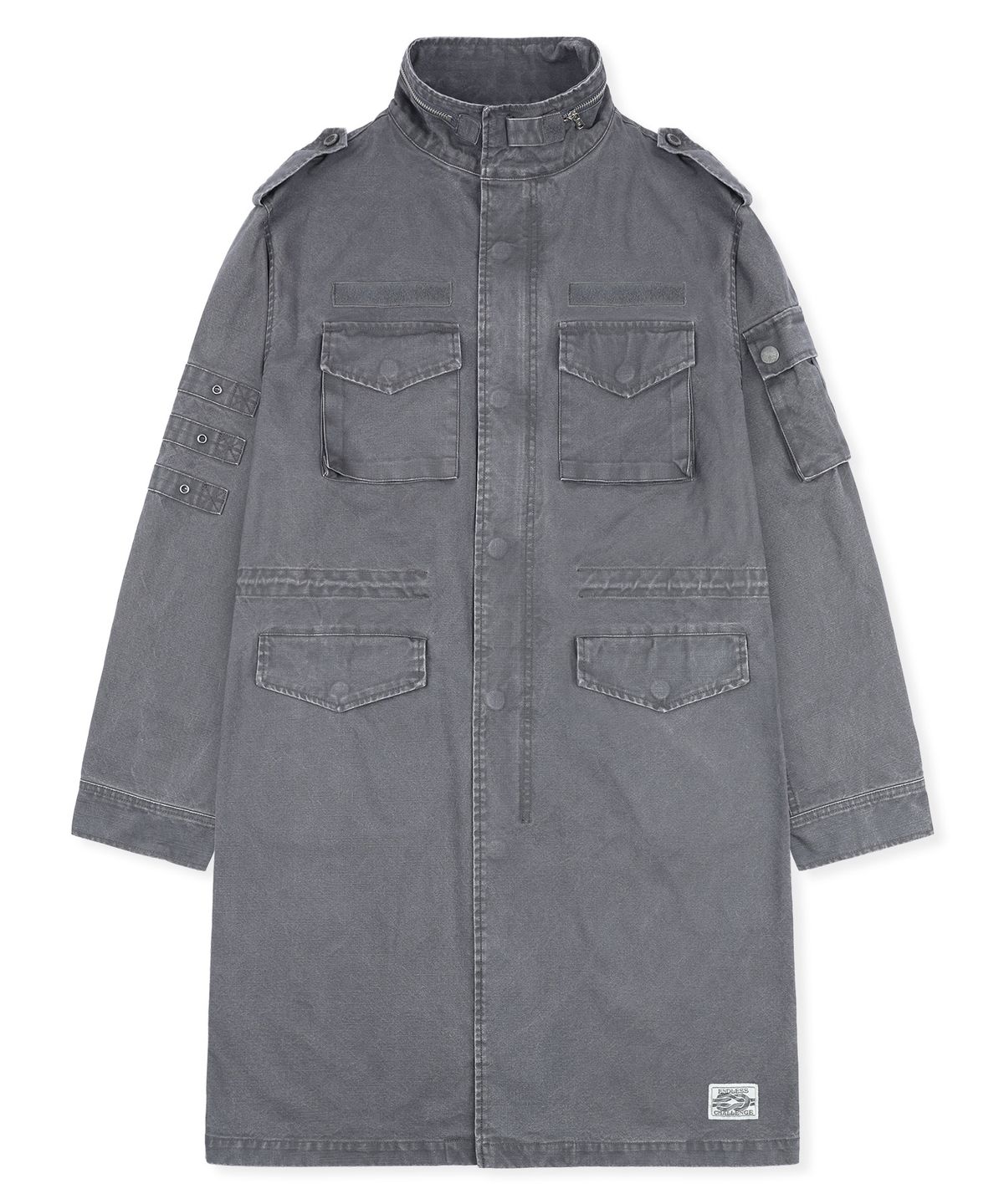엑스톤즈(XTONZ) XJ143 밀리터리 빈티지 워싱 롱 M-65 필드 자켓 (CHARCOAL)