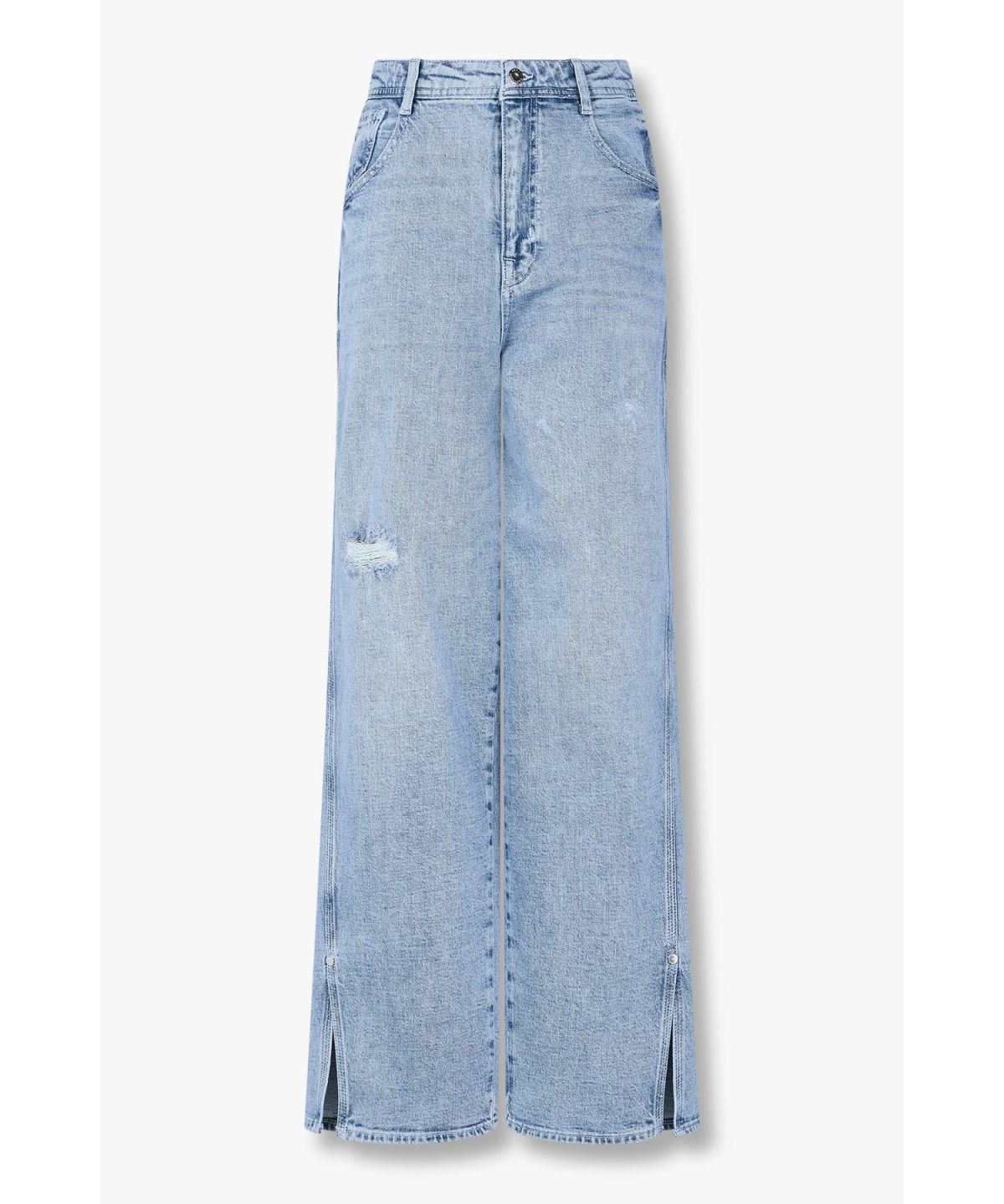 아르마니 익스체인지(ARMANI EXCHANGE) 여성 사이드 슬릿 와이드 레그 진 _라이트 블루_A425140510