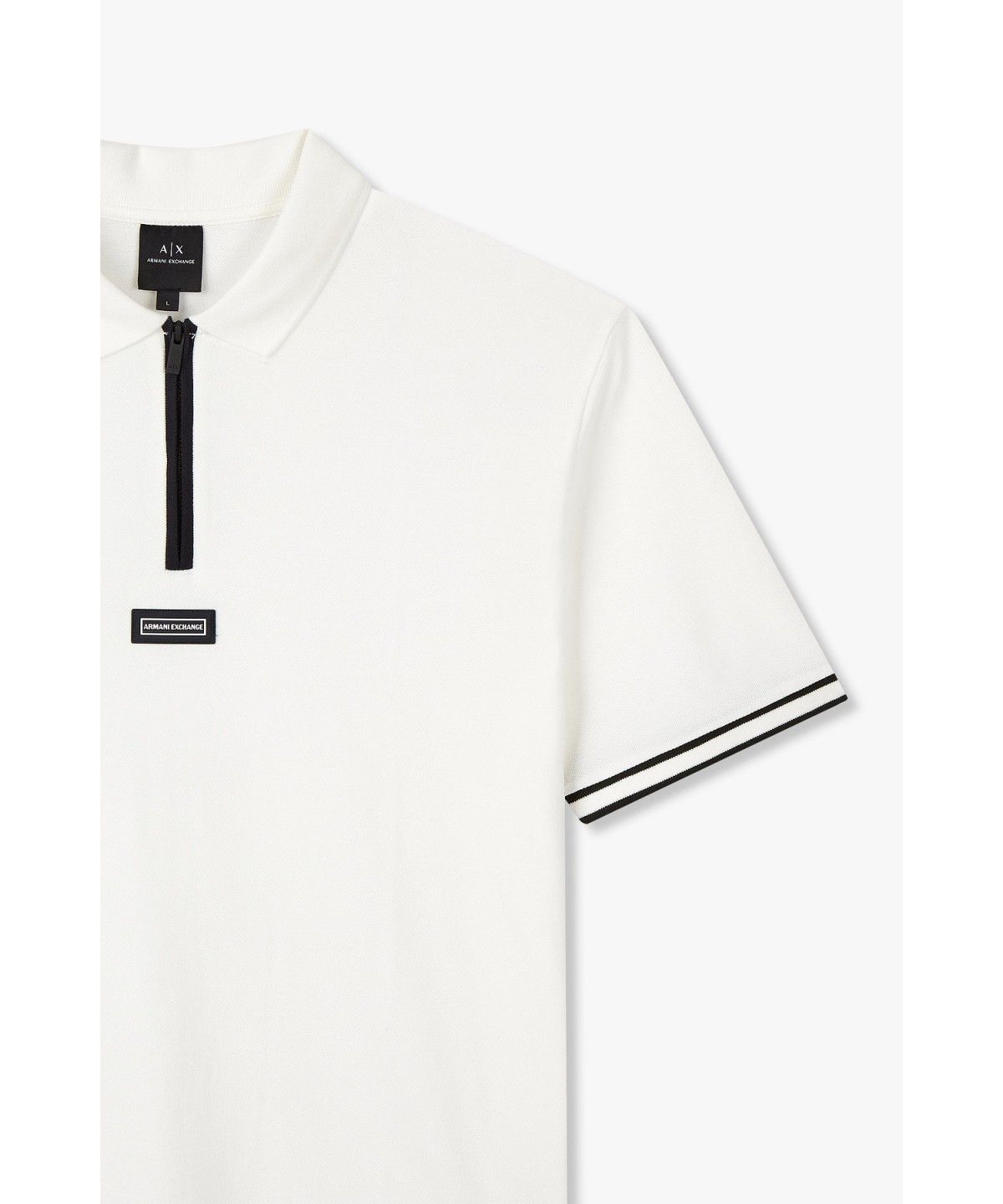 아르마니 익스체인지(ARMANI EXCHANGE) 남성 쿼터 지퍼 넥 피케 폴로 셔츠 _오프 화이트_A415131003