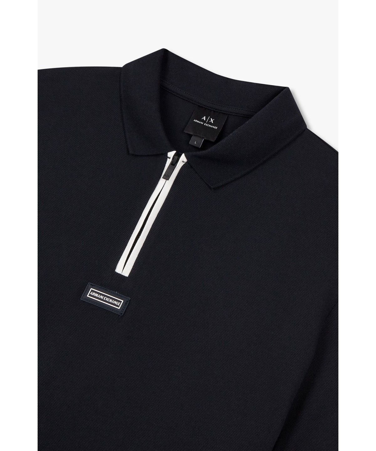 아르마니 익스체인지(ARMANI EXCHANGE) 남성 쿼터 지퍼 넥 피케 폴로 셔츠 _다크 네이비_A415131004
