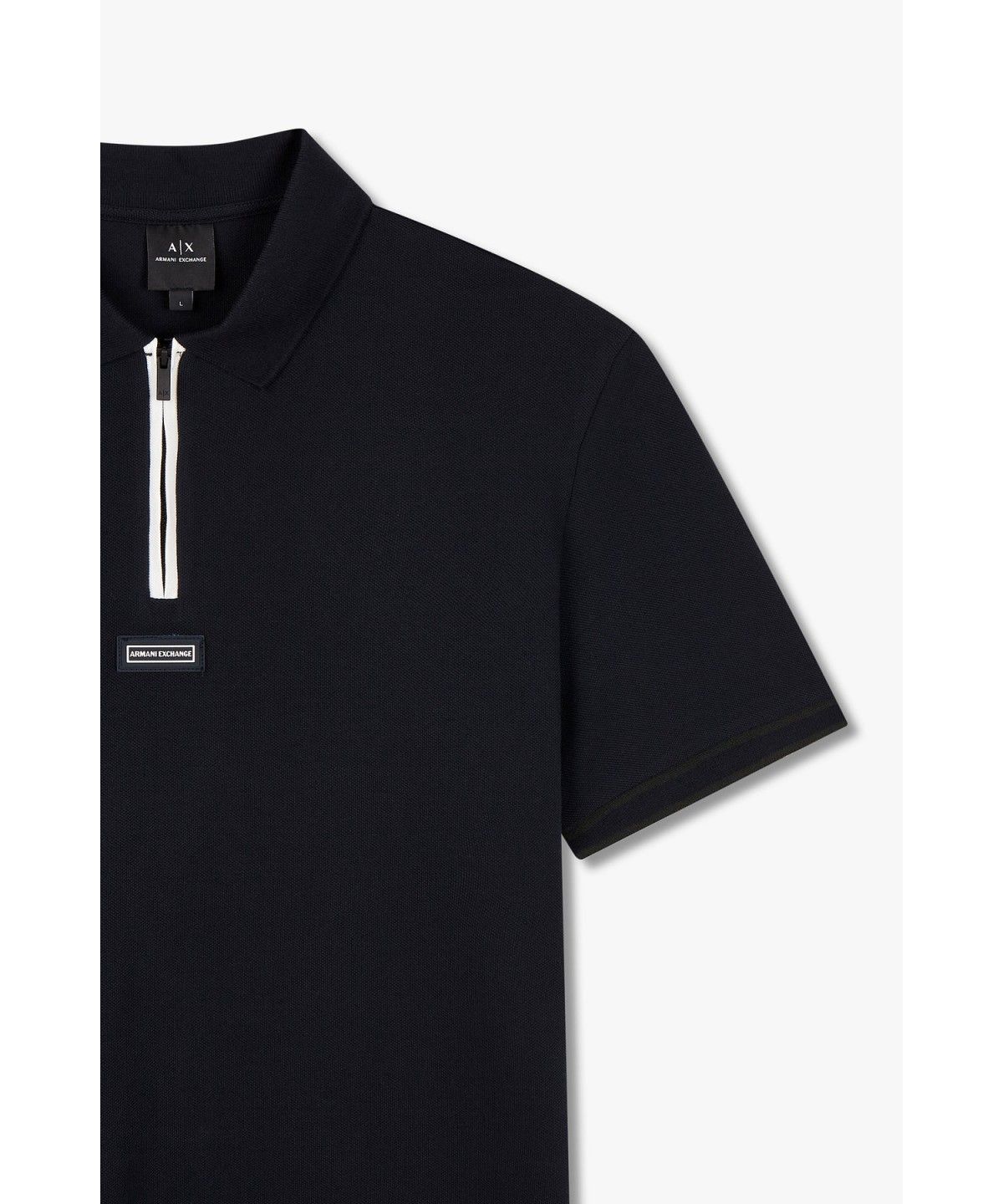 아르마니 익스체인지(ARMANI EXCHANGE) 남성 쿼터 지퍼 넥 피케 폴로 셔츠 _다크 네이비_A415131004
