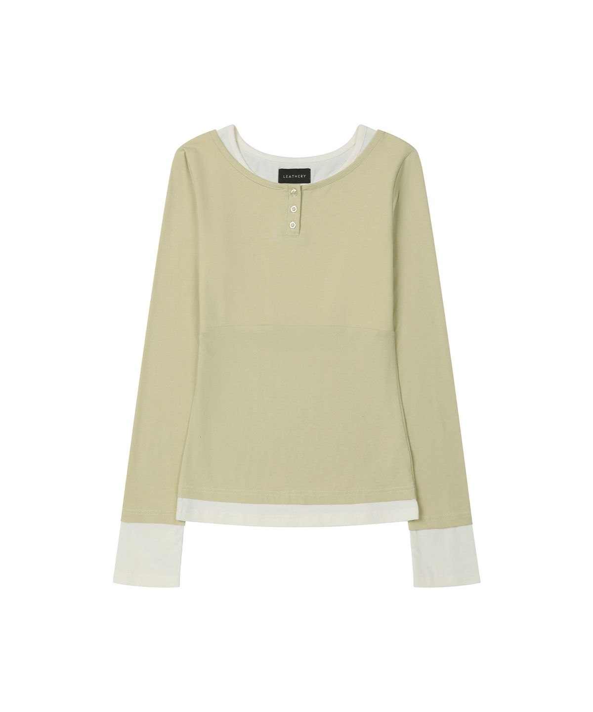 레더리(LEATHERY) 헨리넥 레이어드 롱슬리브 [YELLOW]