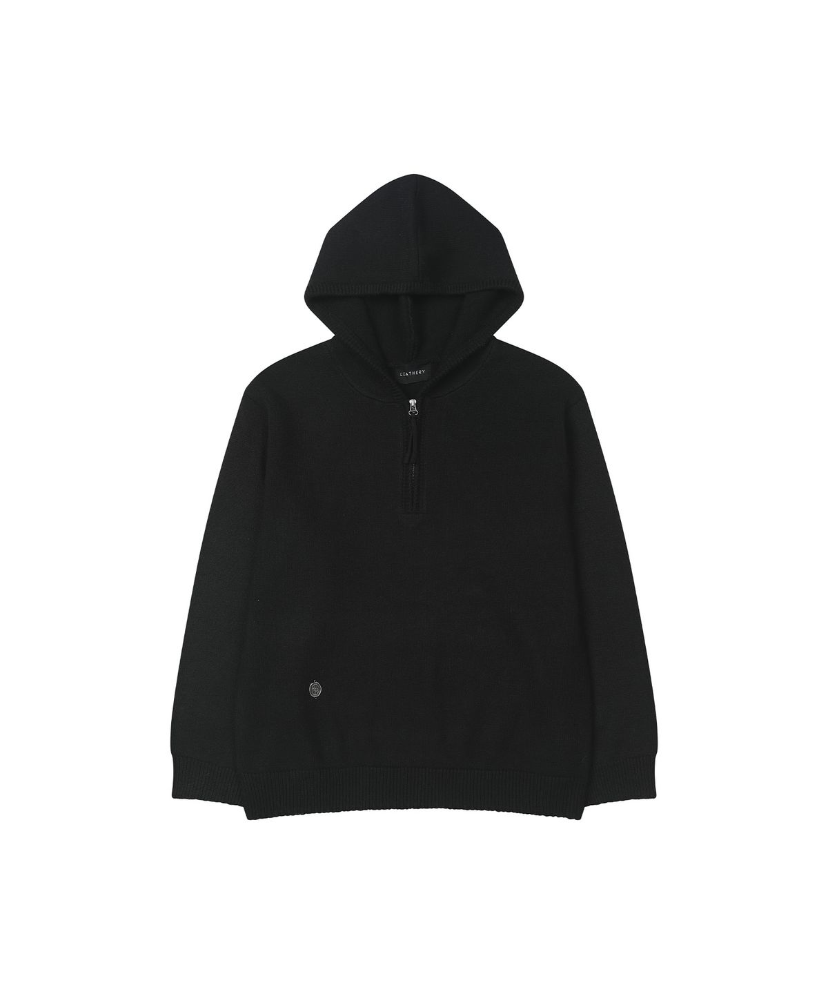 레더리(LEATHERY) 에센셜 하프 집업 후디 [BLACK]