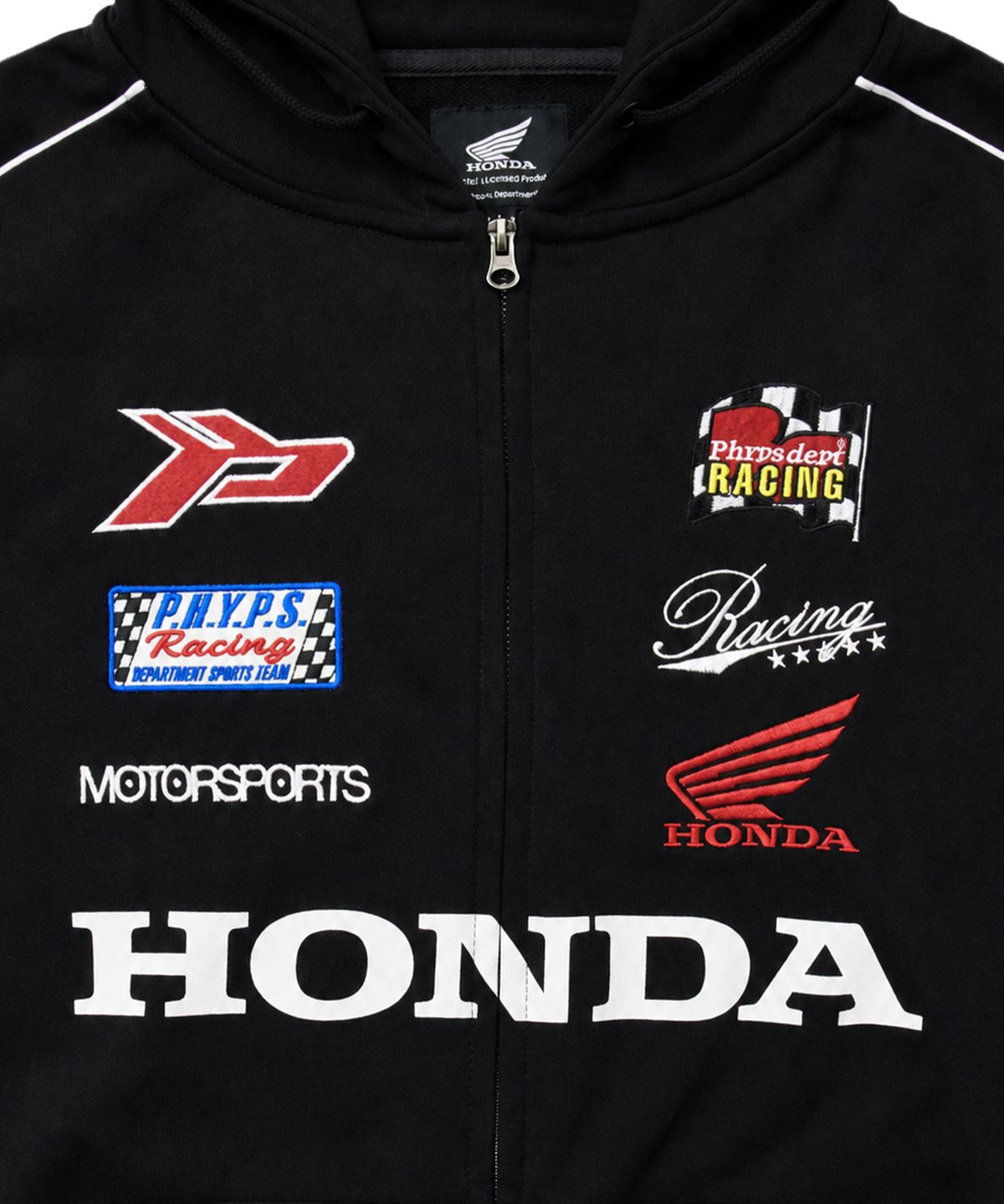 핍스 모터사이클(PHYPS MOTORCYCLE) Wappen Graphic Motorcycle Hoodie Zip-Up Black