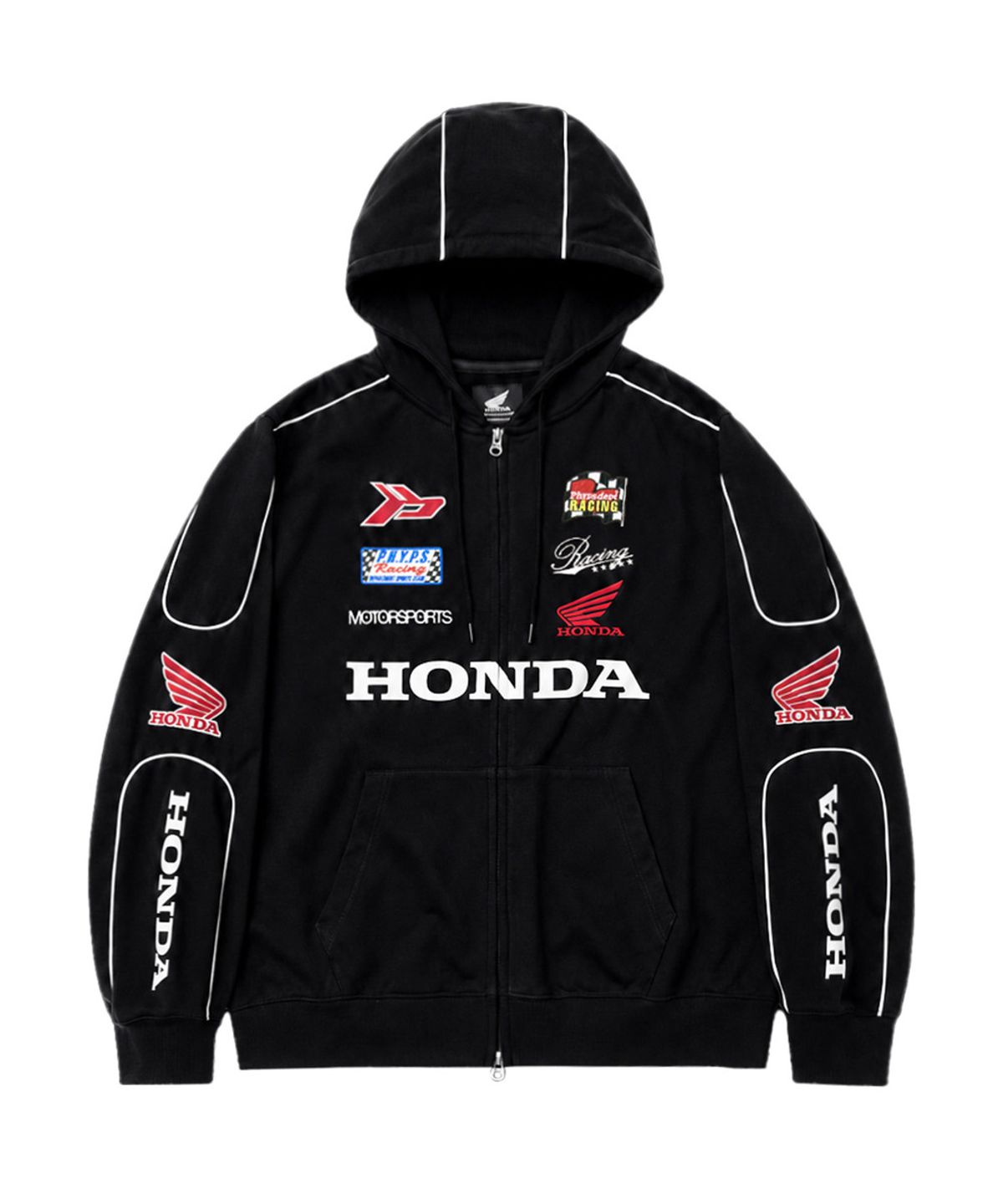 핍스 모터사이클(PHYPS MOTORCYCLE) Wappen Graphic Motorcycle Hoodie Zip-Up Black