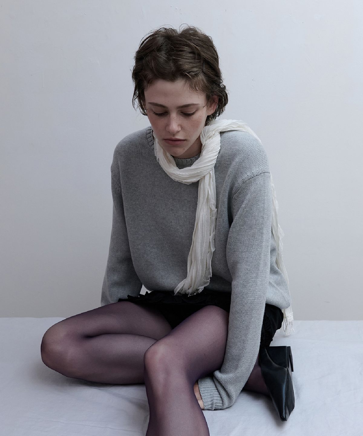 토아베(TOAVE) Logo Embroidery Cotton Knit (Melange gray)
