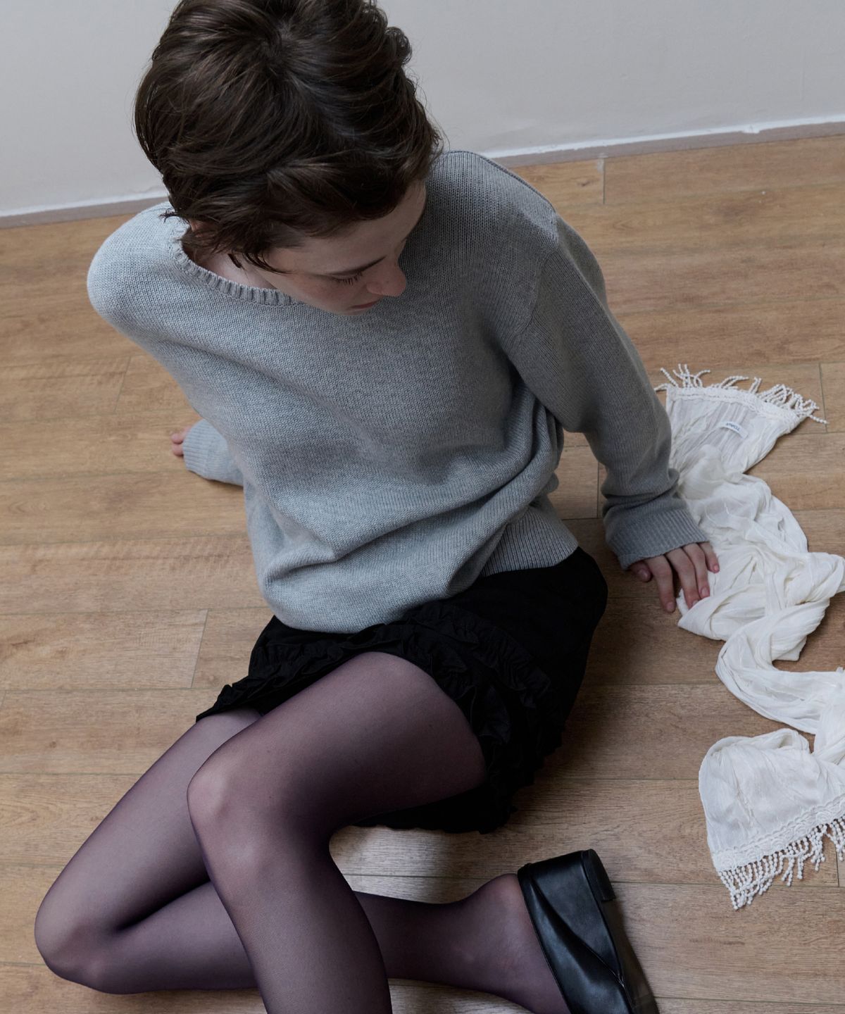 토아베(TOAVE) Logo Embroidery Cotton Knit (Melange gray)
