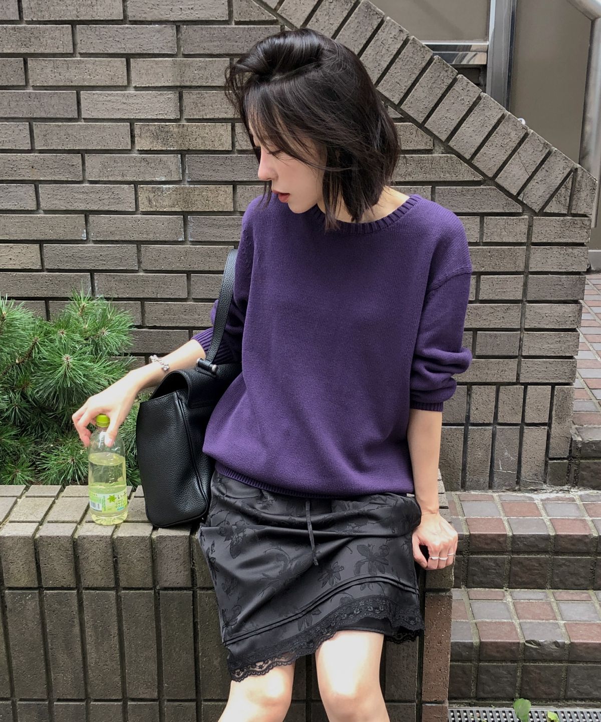 토아베(TOAVE) Logo Embroidery Cotton Knit (Purple)