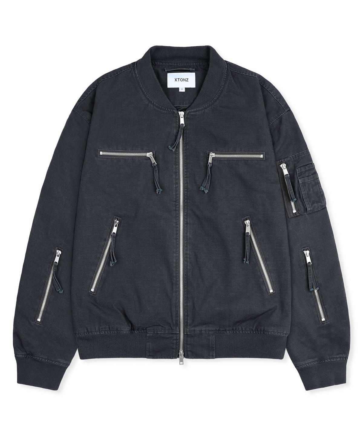 엑스톤즈(XTONZ) XJ141 멀티 지퍼 크롭 MA-1 자켓 (BLACK)