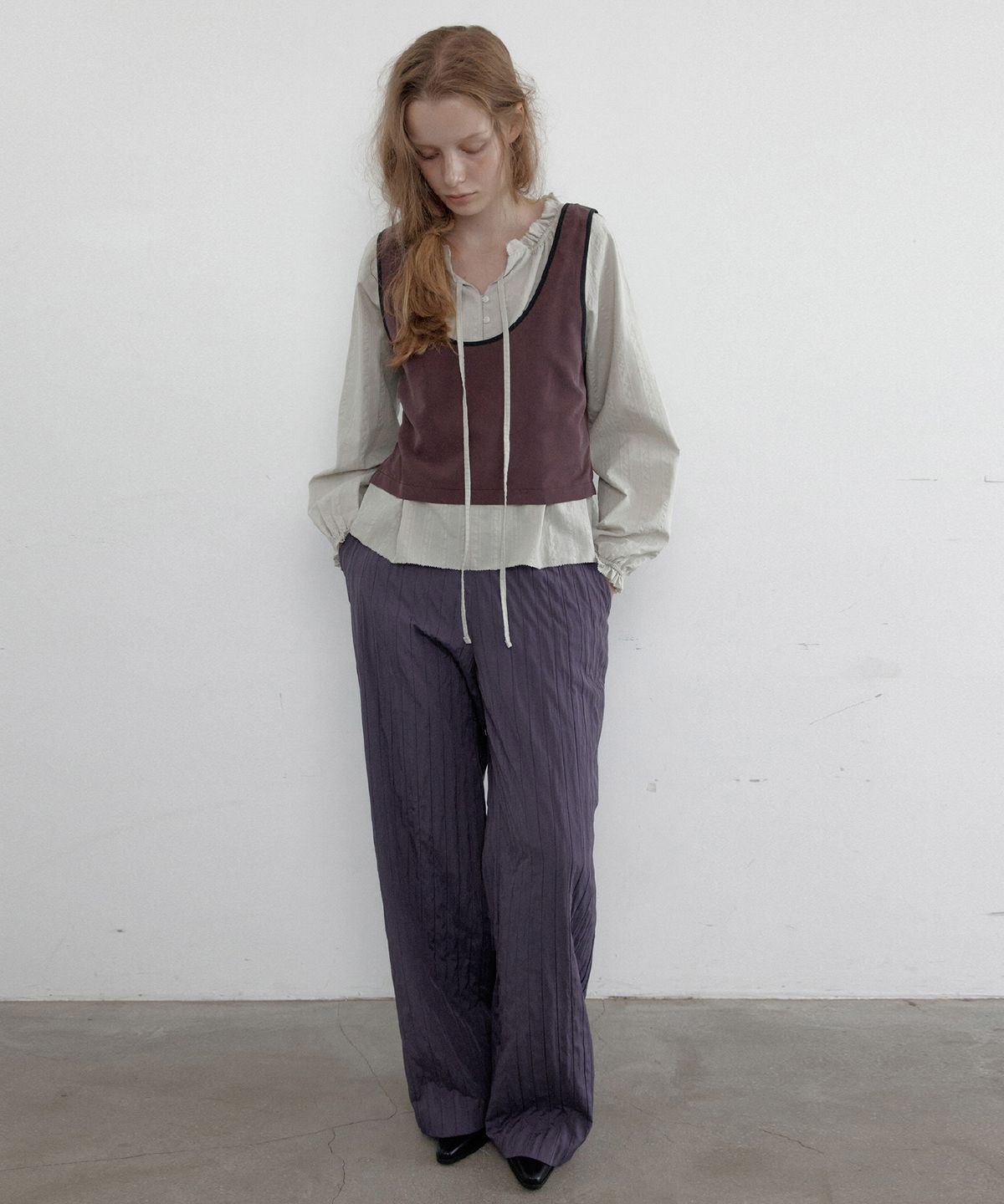 토아베(TOAVE) Cupro Contrast Bustier Top (Purple)