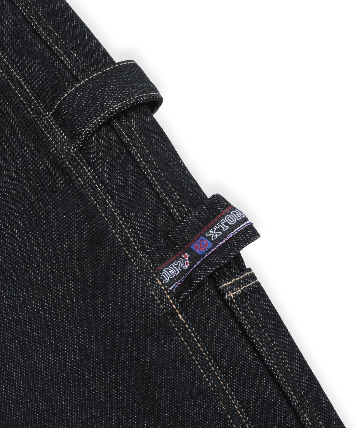 엑스톤즈(XTONZ) XP346 90s 롤업 루즈핏 카펜더 워크 데님 팬츠 (BLACK)