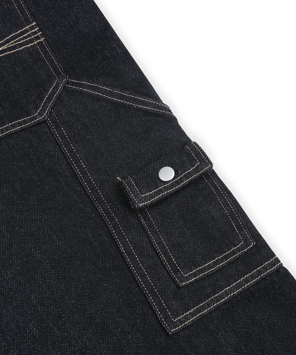엑스톤즈(XTONZ) XP346 90s 롤업 루즈핏 카펜더 워크 데님 팬츠 (BLACK)