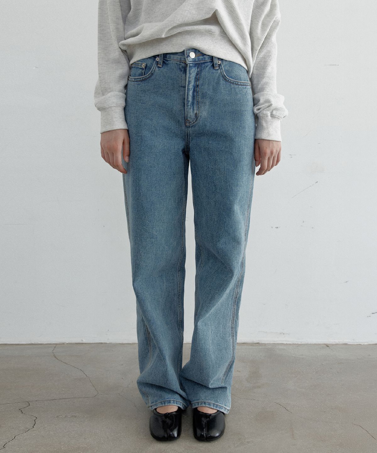 토아베(TOAVE) 90s Straight Fit Denim (Middle blue)