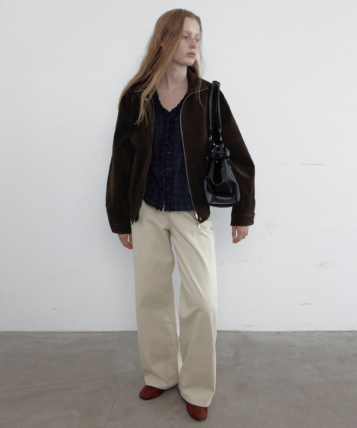 토아베(TOAVE) Back Pocket Cotton Wide Pants (Cream beige)