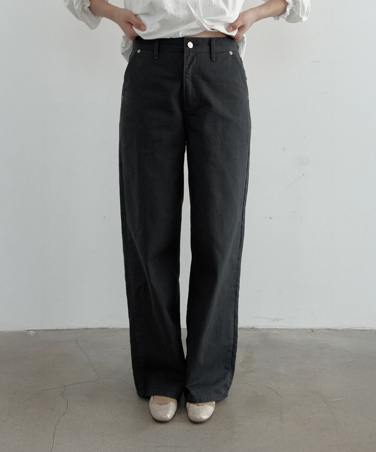 토아베(TOAVE) Back Pocket Cotton Wide Pants (Charcoal)