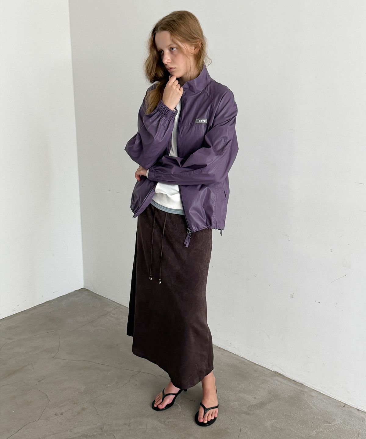 토아베(TOAVE) Linz Satin Long Skirt (Brown)