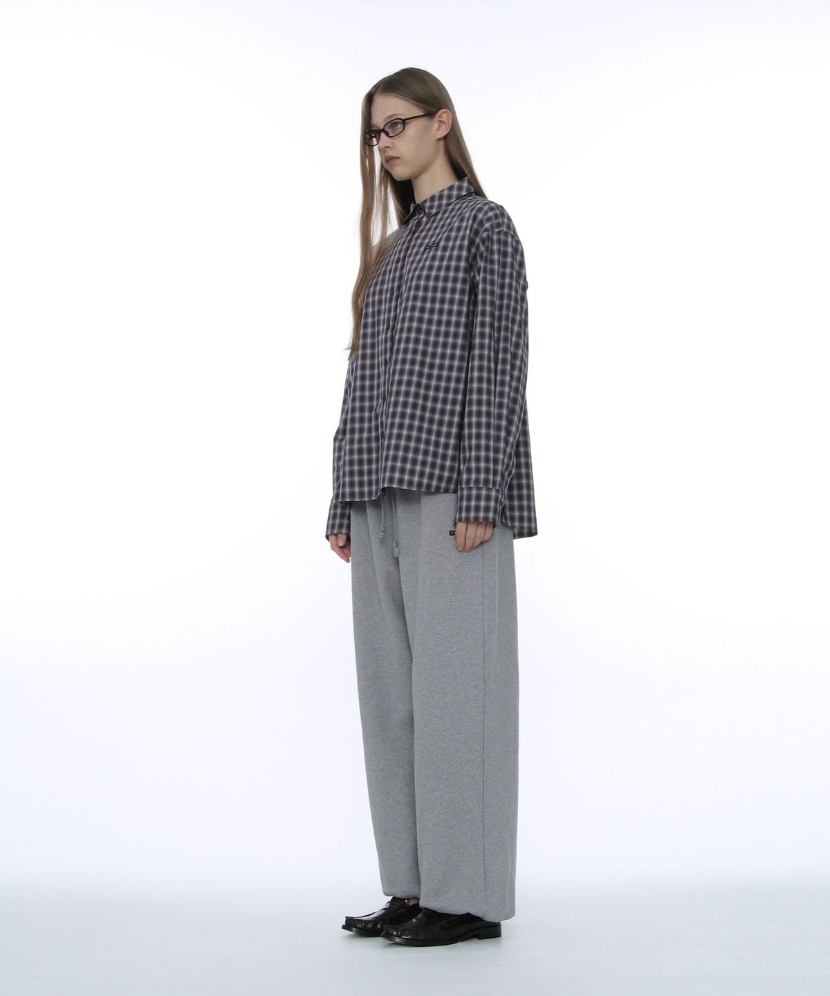 파르티멘토 우먼(PARTIMENTO WOMEN) PWC 클래식 버튼업 체크 셔츠_네이비