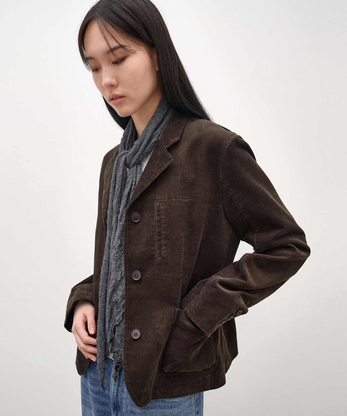 인사일런스 우먼(INSILENCE WOMEN) [JAPAN FABRIC] 크리즈 스카프 CHARCOAL