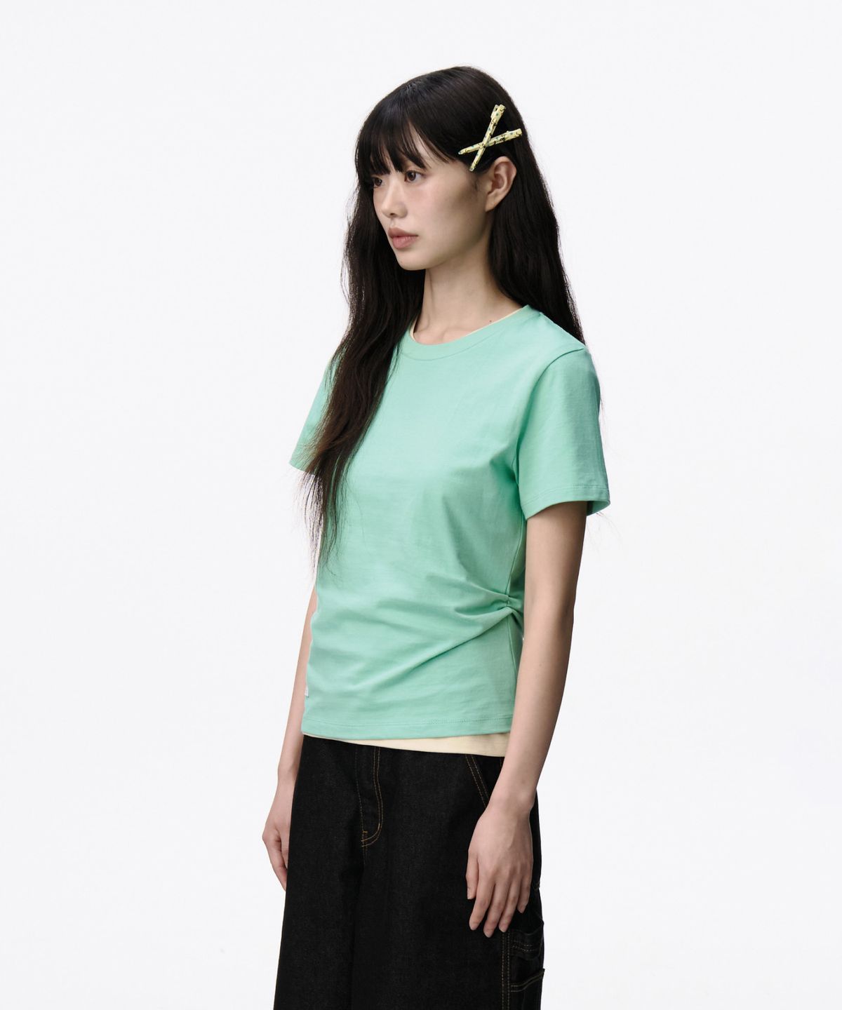 루 서울(RUU SEOUL) 404 버튼 레이어드 티셔츠 민트