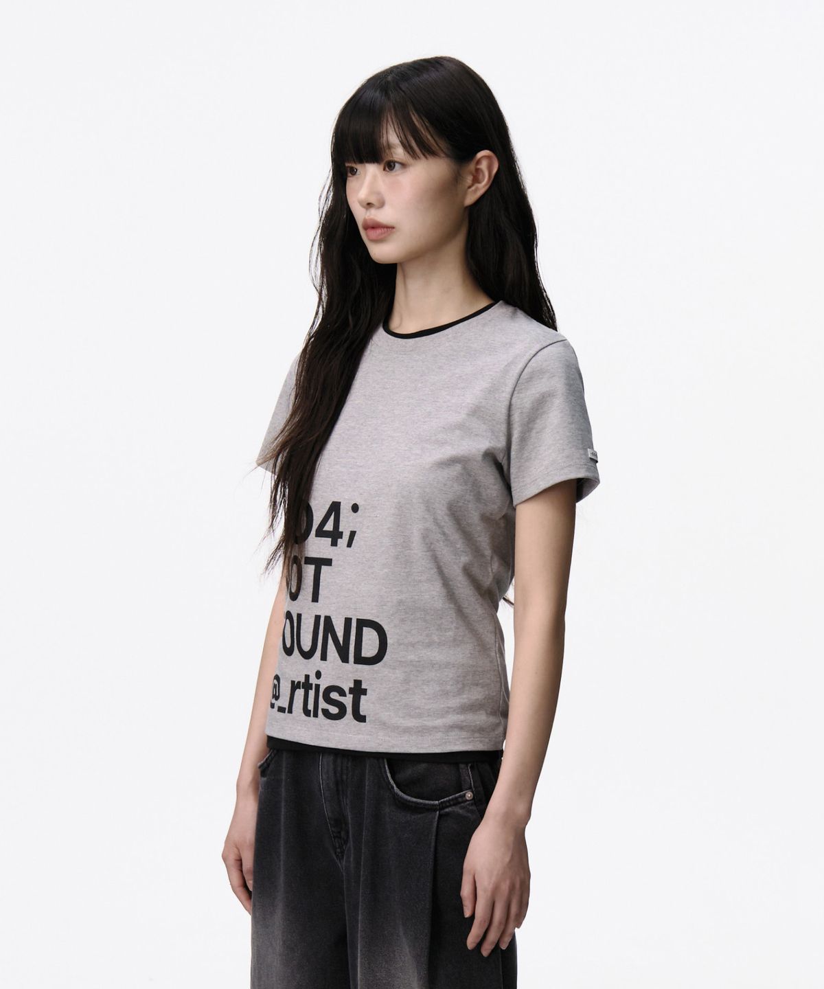 루 서울(RUU SEOUL) 404 레터링 티셔츠 그레이