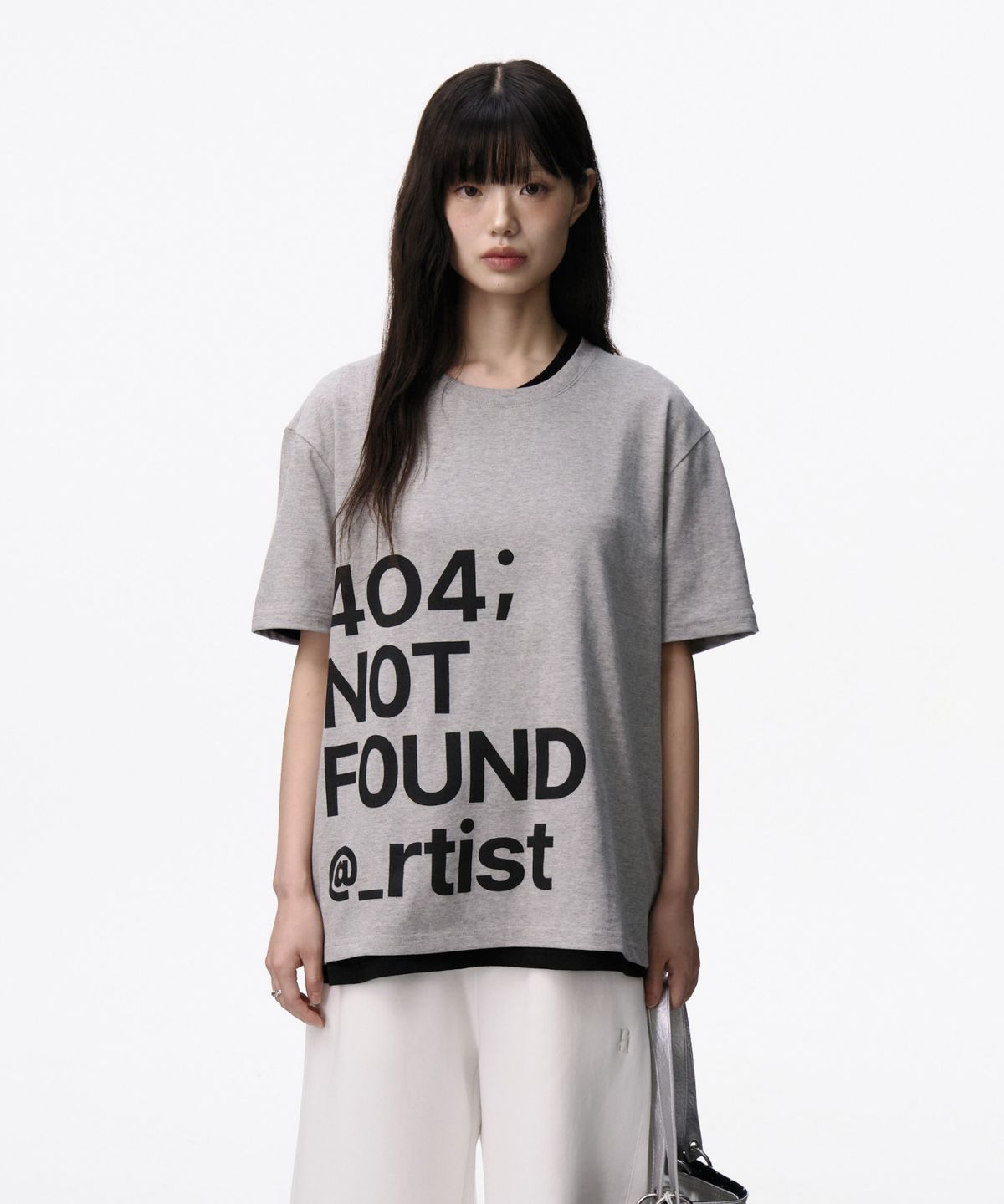 루 서울(RUU SEOUL) 404 레터링 티셔츠 그레이