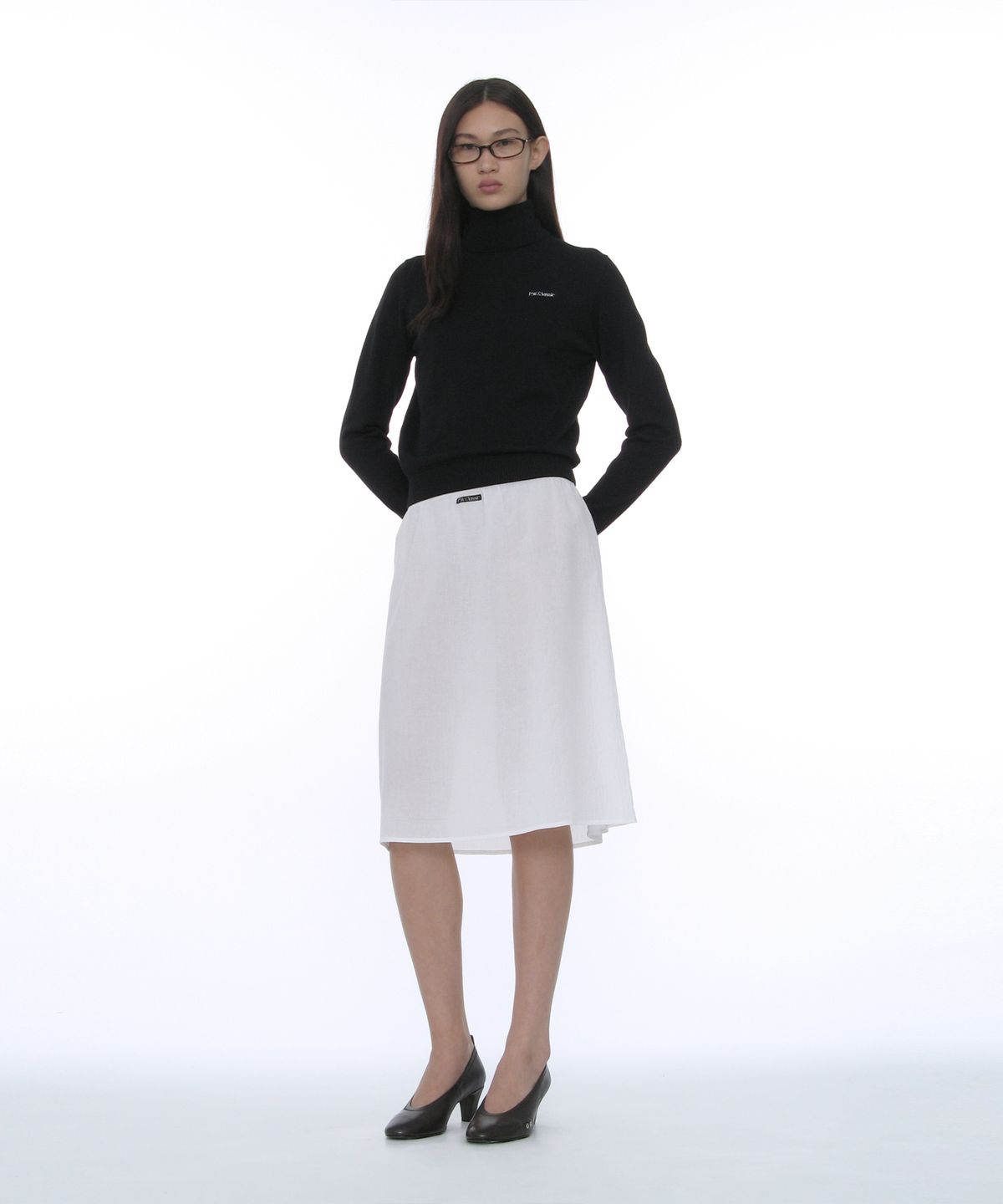 파르티멘토 우먼(PARTIMENTO WOMEN) PWC 레이스 트림 쉬어 미디 스커트_6컬러