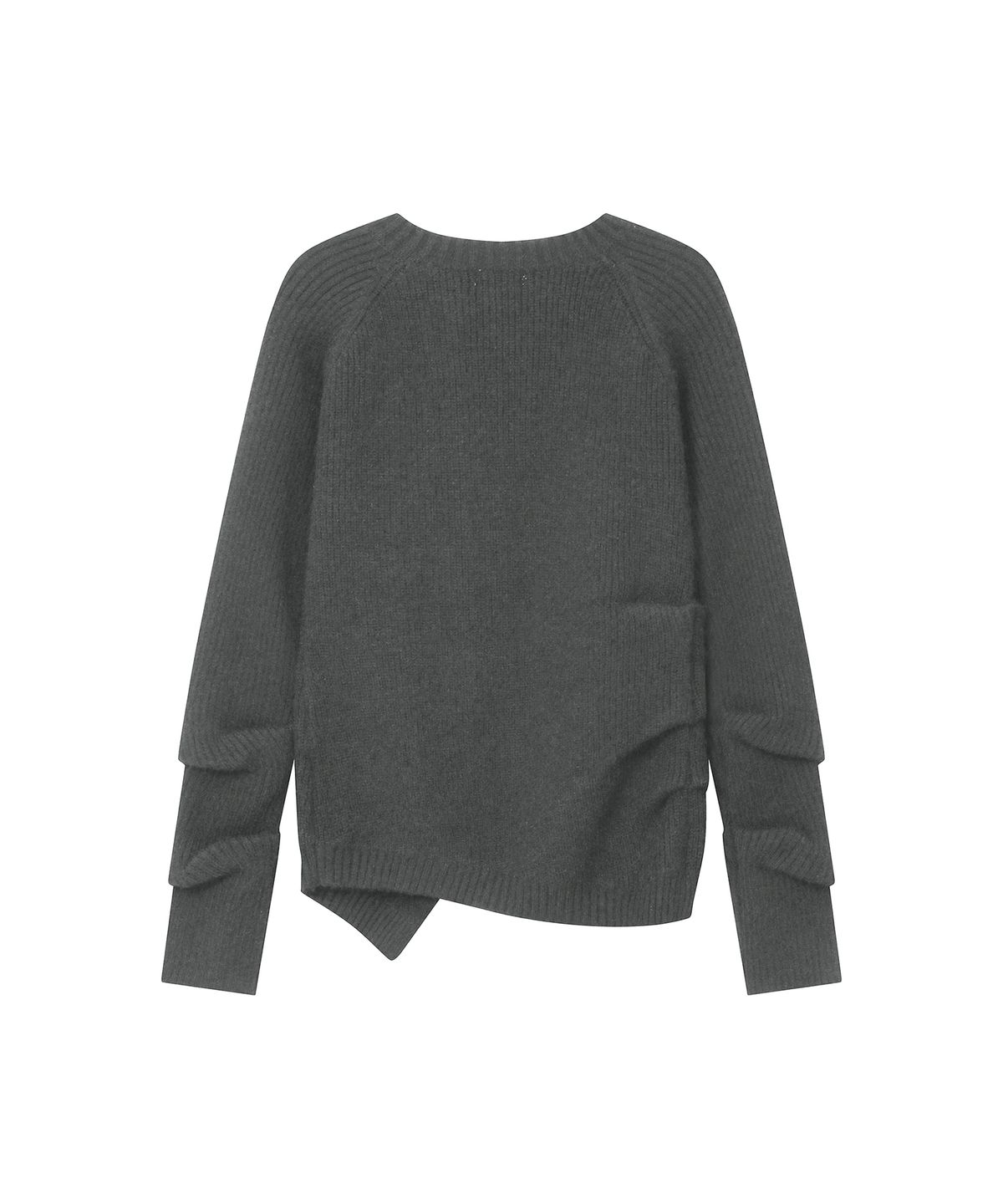미세키서울(MISEKI SEOUL) Unbalanced cowl button knit CHARCOAL