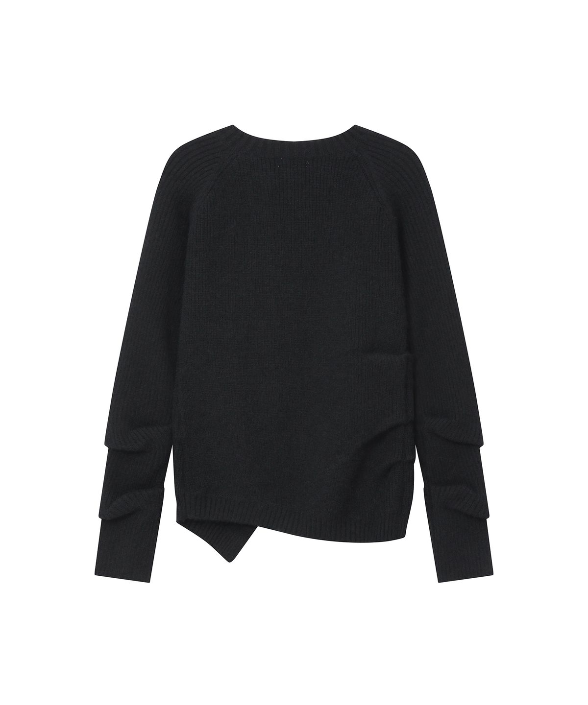 미세키서울(MISEKI SEOUL) Unbalanced cowl button knit BLACK