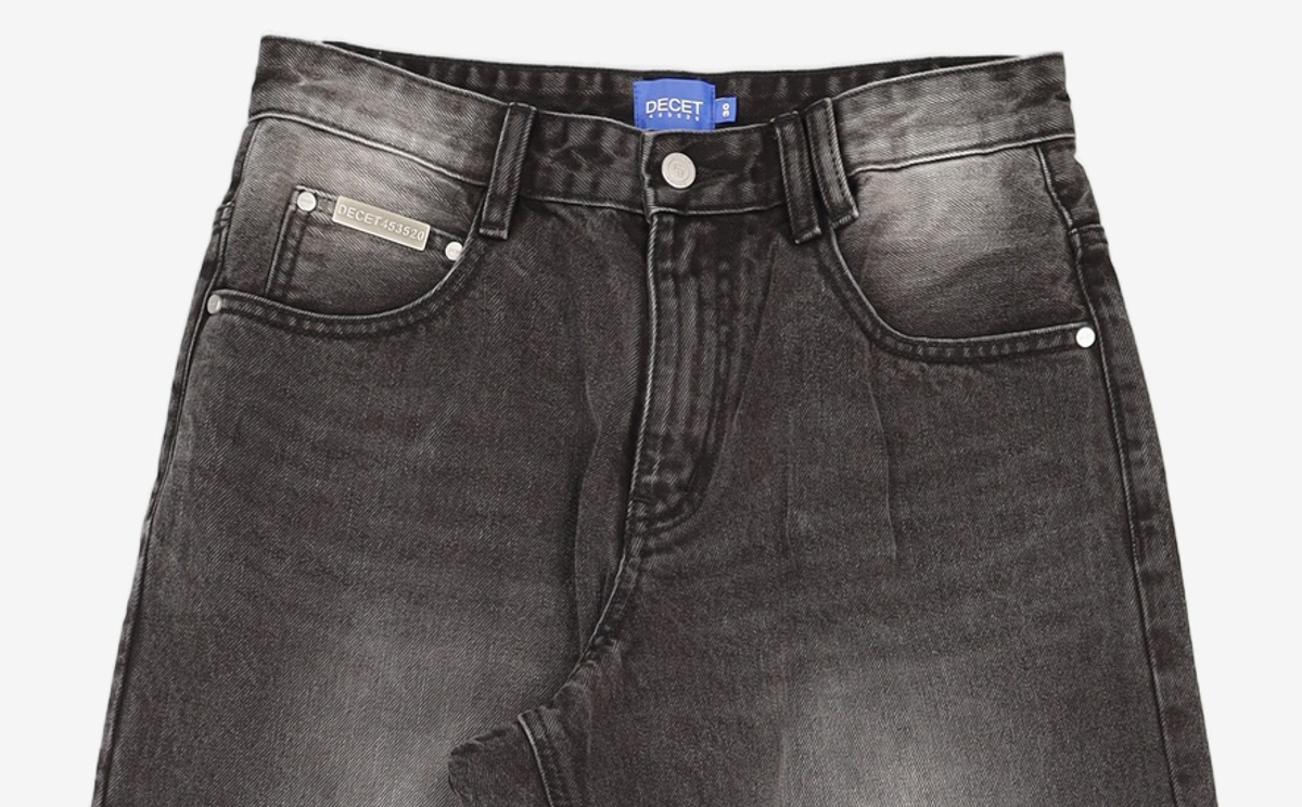 데케트(DECET) Mid Rise Wide Jeans DCPT027AshBlack 30