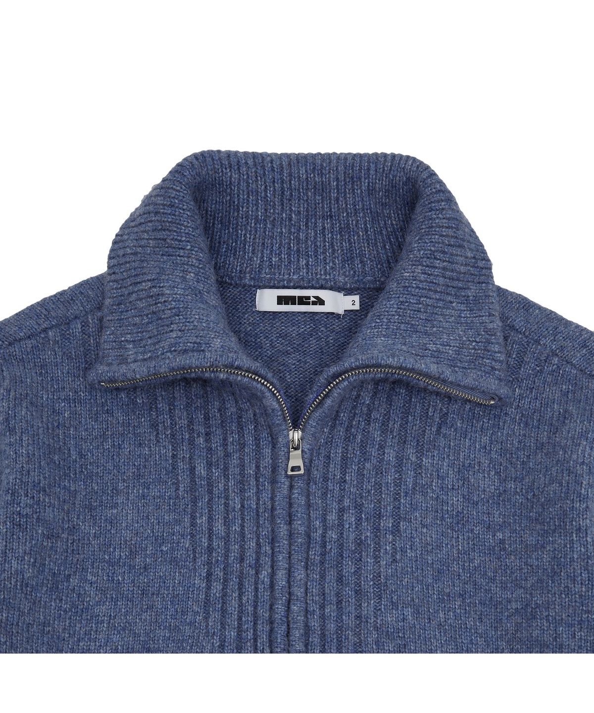 메아(MEA) ALPACA HIGH NECK KNIT ZIP [MELANGE BLUE]