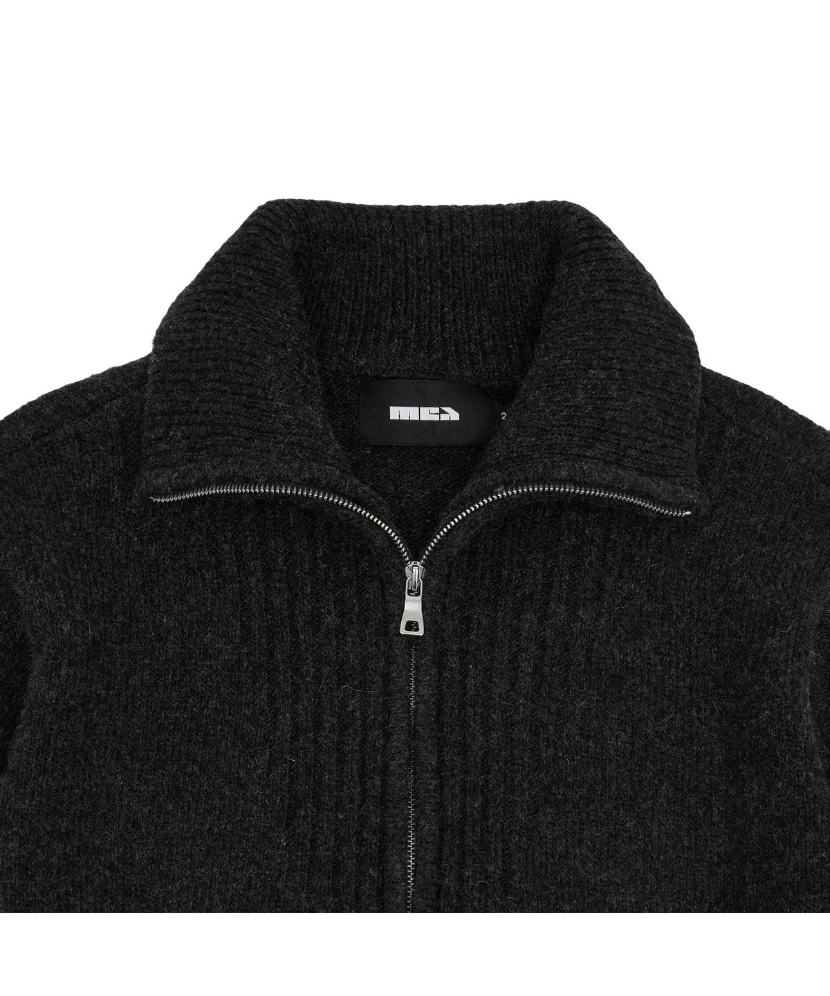 메아(MEA) ALPACA HIGH NECK KNIT ZIP [CHARCOAL]