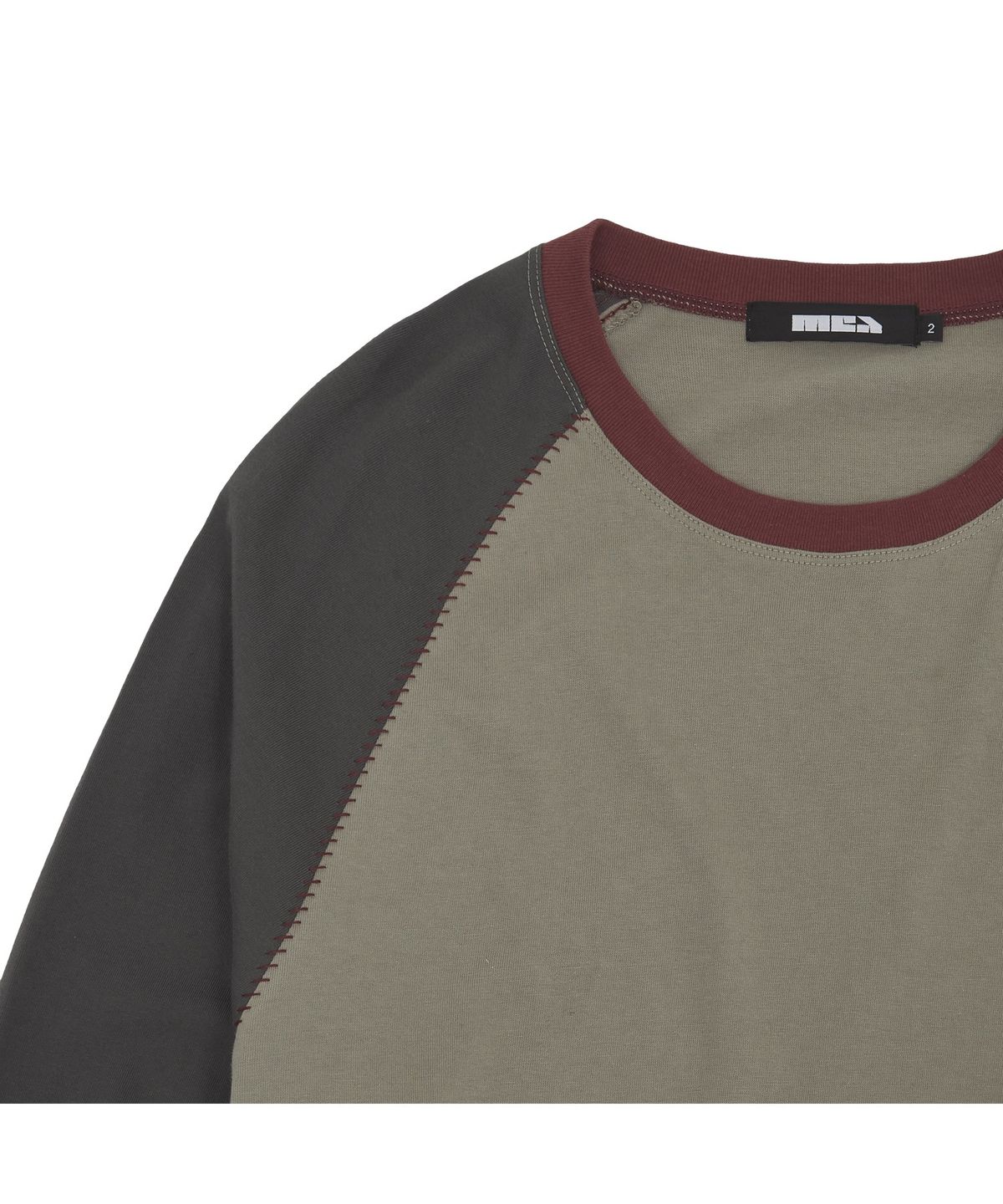 메아(MEA) 3 COLOR RAGLAN STITCH L/S [CHARCOAL]