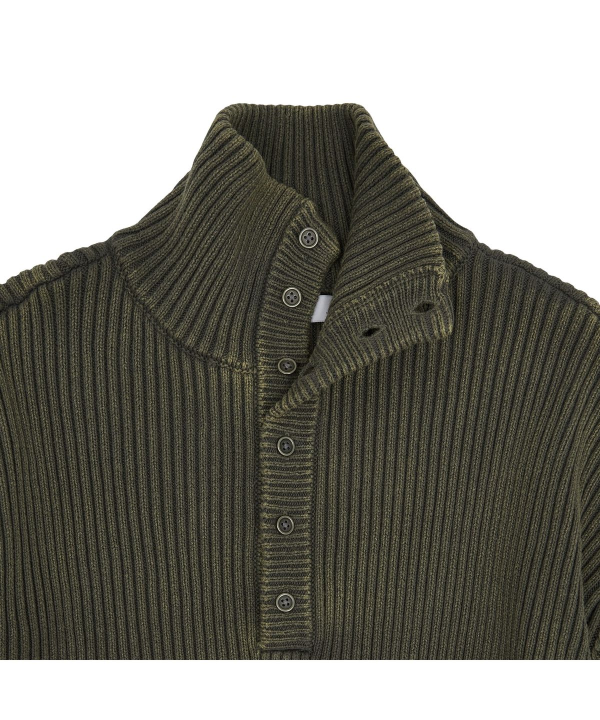 메아(MEA) HIGH NECK HENLEY KNIT [OLIVE GREY]